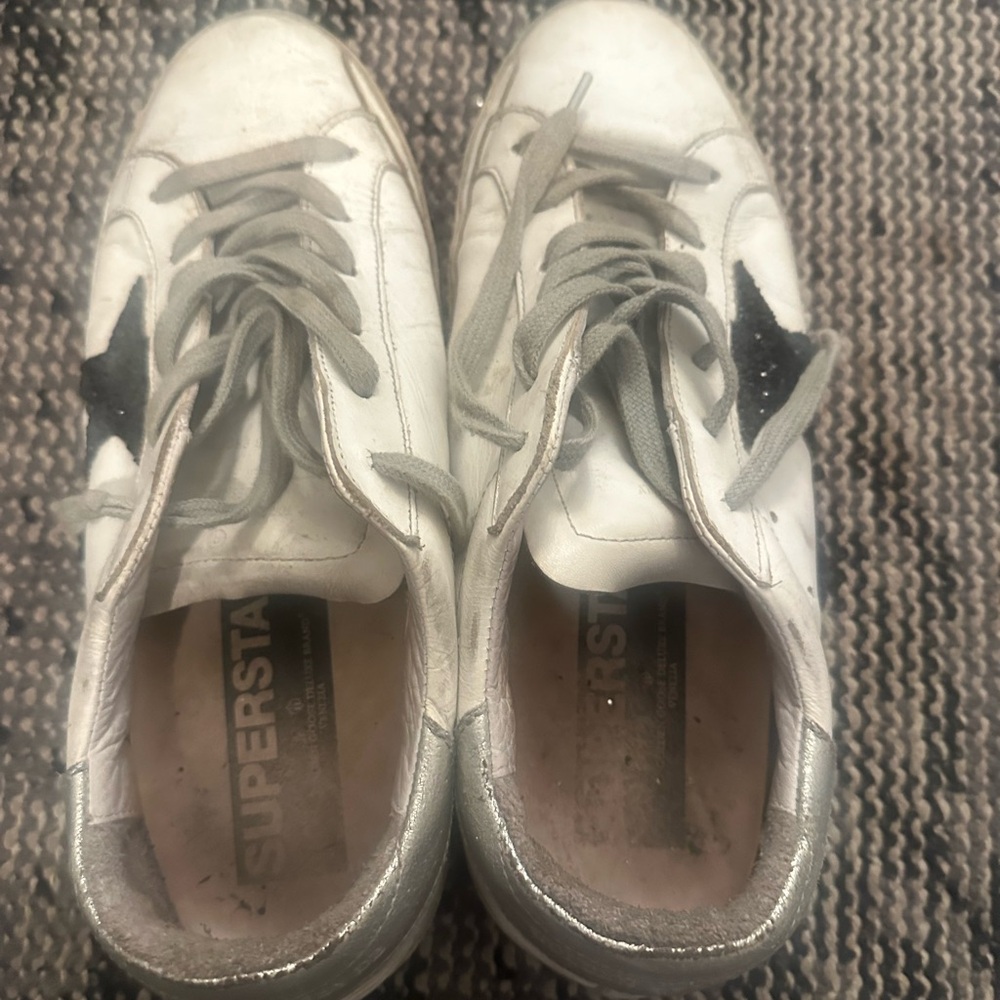 Golden Goose Superstar White Sneakers with Black Star size 40 fits US 9.5-10 - Picture 4 of 6